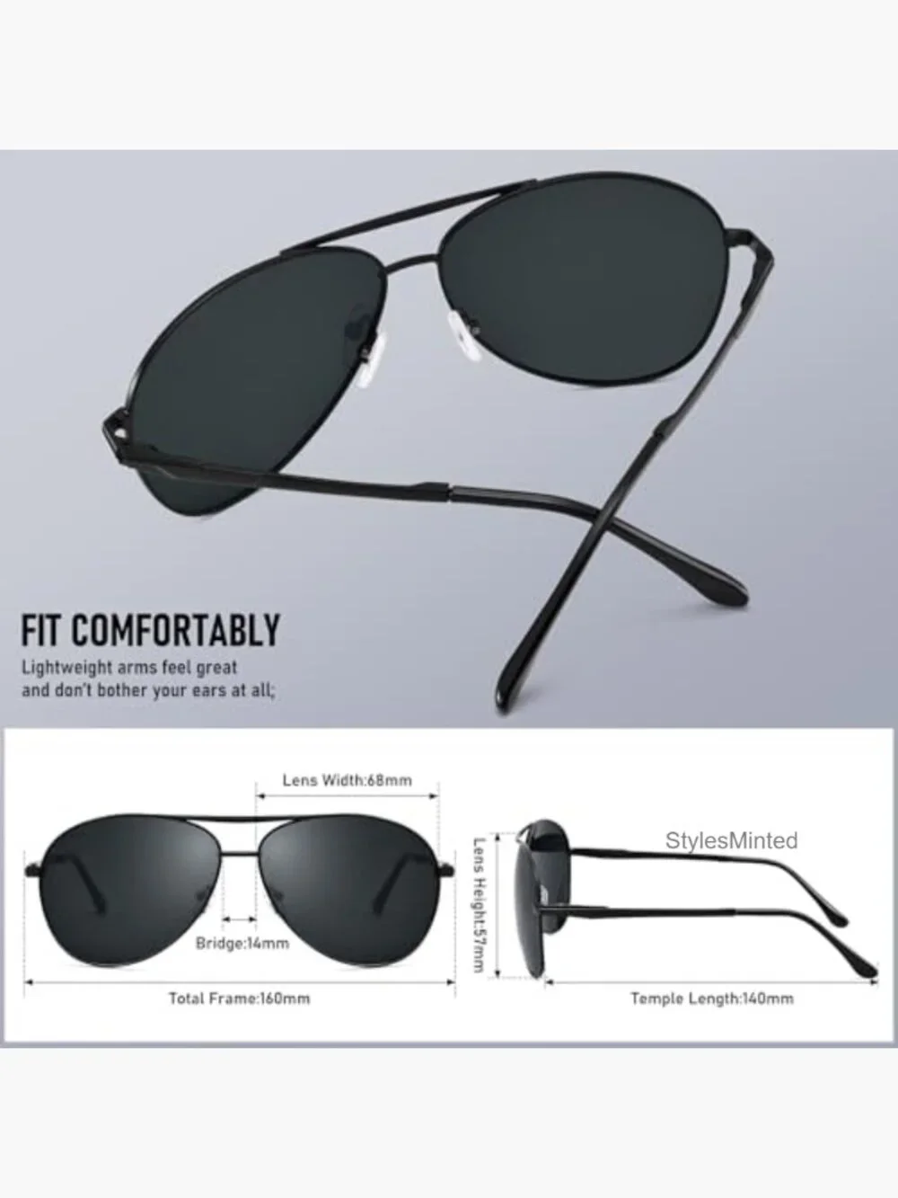Oversized Aviator Polarized Sunglasses Extra Wide Frame for Big Heads UV400
